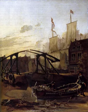 View of a Harbour in Schiedam by Adam Pynacker Oil Painting