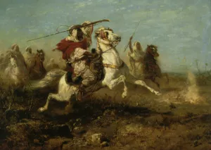 The Pursuit by Adolf Schreyer Oil Painting