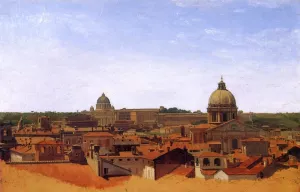 View over the Rooftops of Rome by Adolf Von Heydeck Oil Painting