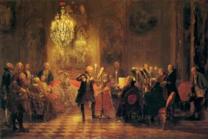 A Flute Concert of Frederick the Great at Sanssouci by Adolph Von Menzel Oil Painting