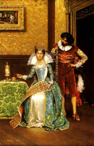 The Attentive Courtier by Adolphe Alexandre Lesrel Oil Painting