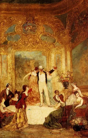 Une Soiree Chez La Paiva by Adolphe Joseph Monticelli Oil Painting