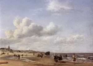 The Beach at Scheveningen by Adriaen Van De Velde Oil Painting