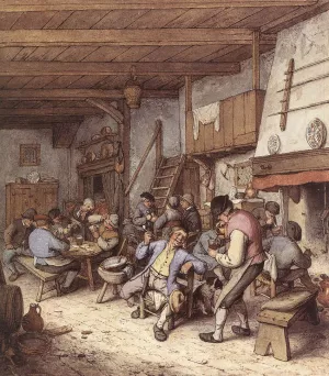 Tavern Interior by Adriaen Van Ostade Oil Painting