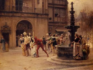 The Carnival Procession by Adrien Moreau Oil Painting