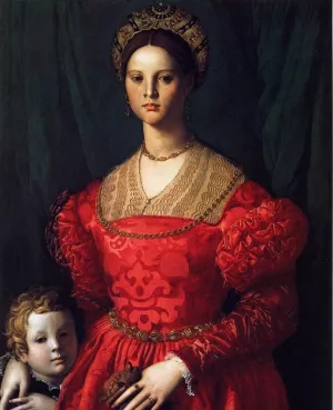 A Young Woman and Her Little Boy by Agnolo Bronzino Oil Painting