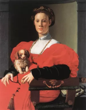 Portrait of a Lady with a Puppy by Agnolo Bronzino Oil Painting