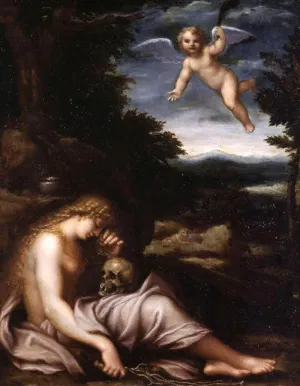 The Penitent Magdalene by Agostino Carracci Oil Painting
