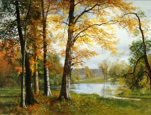 A Quiet Lake by Albert Bierstadt Oil Painting