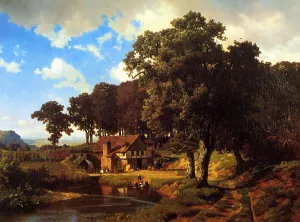 A Rustic Mill by Albert Bierstadt Oil Painting