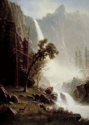 Bridal Veil Falls, Yosemite Oil painting by Albert Bierstadt