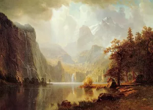 In the Mountains by Albert Bierstadt Oil Painting