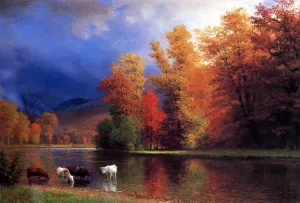 On the Saco by Albert Bierstadt Oil Painting