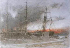 The Shipbreakers Yard by Albert Goodwin Oil Painting