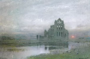 Whitby Abbey by Albert Goodwin Oil Painting