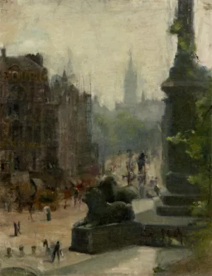 Trafalgar Square by Albert Ludovici Oil Painting