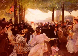 Avenue Du Bois-De-Boulogne by Albert Marie Adolphe Dagnaux Oil Painting