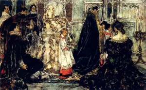 A Medieval Christmas--The Procession by Albert Wenzell Oil Painting