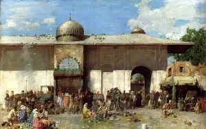A Market Scene by Alberto Pasini Oil Painting