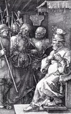 Christ Before Caiaphas Engraved Passion by Albrecht Duerer Oil Painting