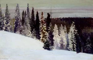 Fir Trees In A Winter Landscape by Aleksandr Alekseevich Borisov Oil Painting
