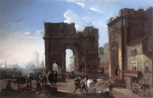 Harbour View with Triumphal Arch by Alessandro Salucci Oil Painting