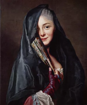 The Lady with a Fan (The Artist's Wife) by Alexander Roslin Oil Painting