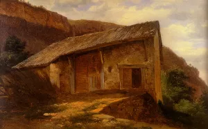 A Farm House On The Side Of A Mountain by Alexandre Calame Oil Painting
