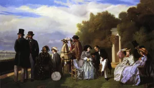 The Empress Eugenie and Her Court at Biarritz by Alexandre-Denis Abel De Pujol Oil Painting