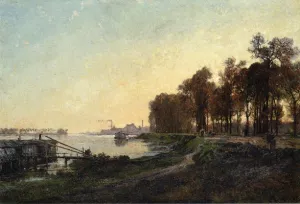 Beside the River by Alexandre-Rene Vernon Oil Painting