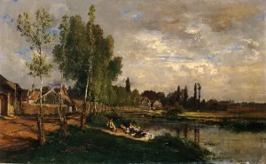 Washerwomen by the Water at Morning by Alexandre-Rene Vernon Oil Painting