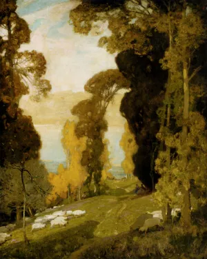 Lake Bourget From Mount Revard, Savoy by Alfred East Oil Painting