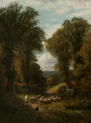 A Surrey Lane by Alfred Glendening Oil Painting