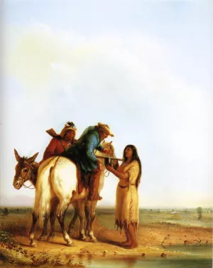The Thirsty Trapper by Alfred Jacob Miller Oil Painting