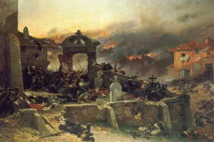 The Cemetery at St. Privat by Alphonse De Neuville Oil Painting