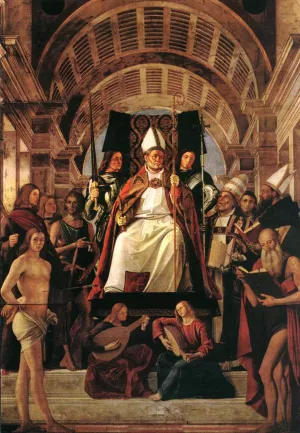 Altarpiece of St Ambrose by Alvise Vivarini Oil Painting