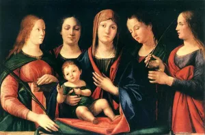 Mary and Child with Sts Mary Magdalene and Catherine by Alvise Vivarini Oil Painting