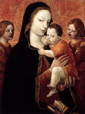 Virgin and Child with Two Angels by Ambrogio Bergognone Oil Painting