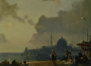 Constantinople au Clair de Lune by Amedee Rosier Oil Painting