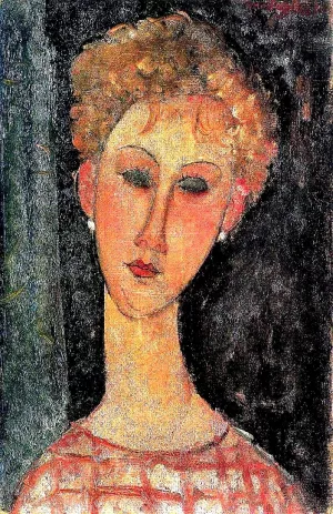 A Blond Wearing Earings Oil painting by Amedeo Modigliani