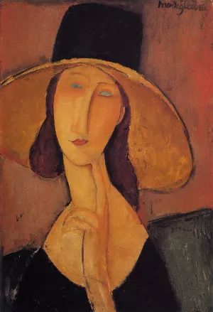 Jeanne Hebuterne in a Large Hat also known as Portrait of Woman in Hat Oil painting by Amedeo Modigliani