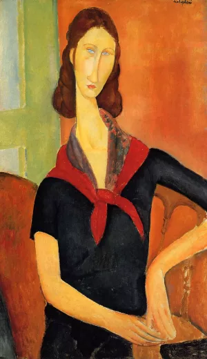 Jeanne Hebuterne in a Scarf by Amedeo Modigliani Oil Painting