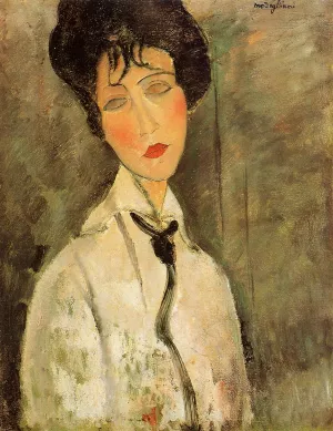 Portrait of a Woman in a Black Tie Oil painting by Amedeo Modigliani