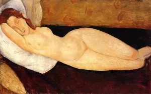 Reclining Nude, Head Resting on Right Arm Oil painting by Amedeo Modigliani