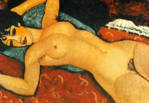 Red Nude Oil painting by Amedeo Modigliani