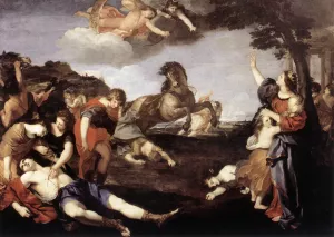 The Massacre of the Niobids by Andrea Camassei Oil Painting