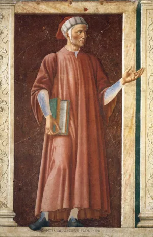 Famous Persons: Dante Allighieri by Andrea Del Castagno Oil Painting
