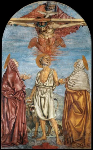 The Holy Trinity, St. Jerome and Two Saints by Andrea Del Castagno Oil Painting