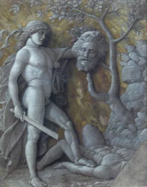 David with Goliath's head by Andrea Mantegna Oil Painting