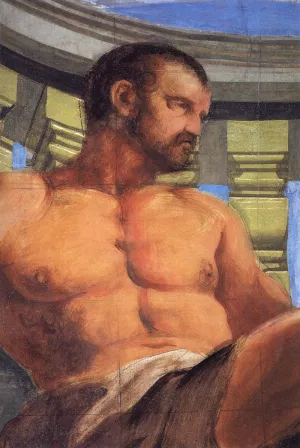 Omphale Punishing Hercules Detail by Andrea Pozzo Oil Painting